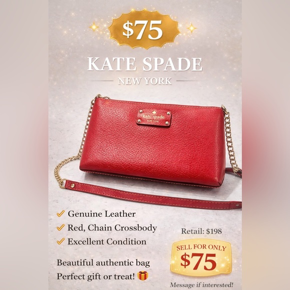 kate spade Handbags - kate spade red leather chain-strap crossbody